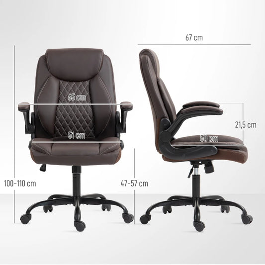 HOMCOM Faux Leather Office Chair-BROWN 921-851V70BN