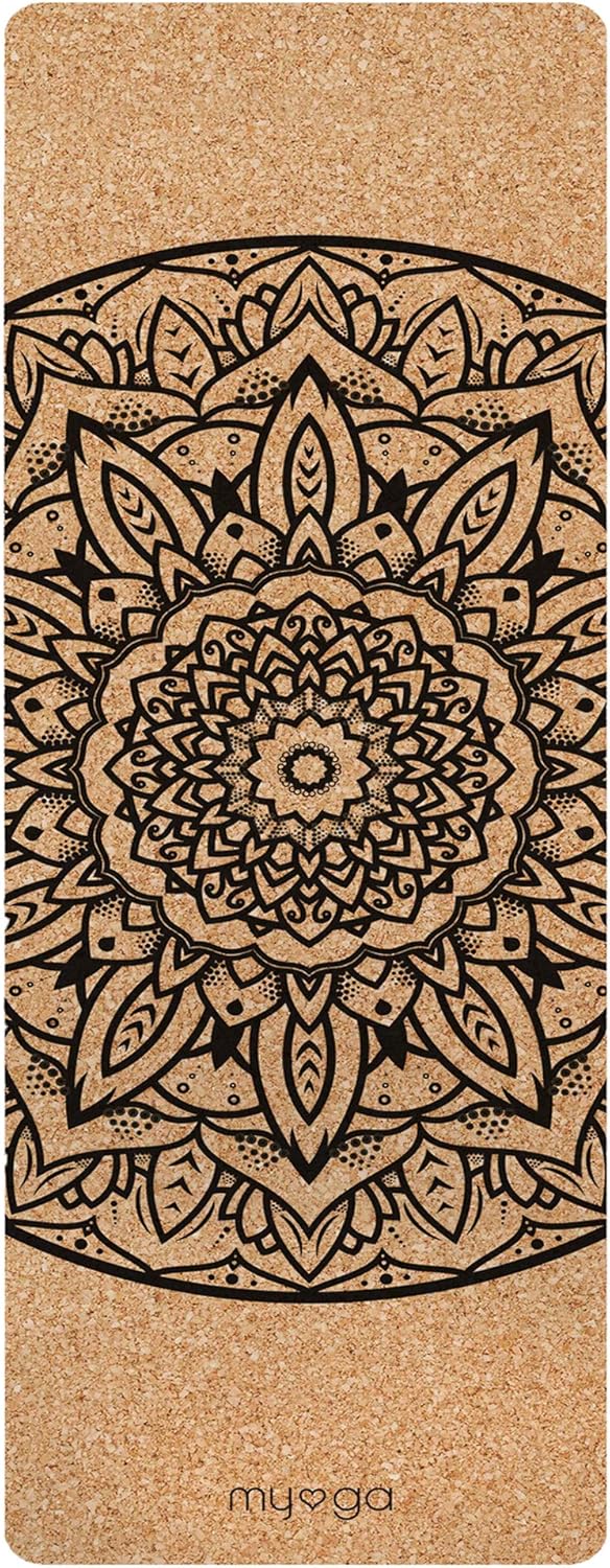 Myga extra large extra cushion cork yoga mandala mat size 200X70CM