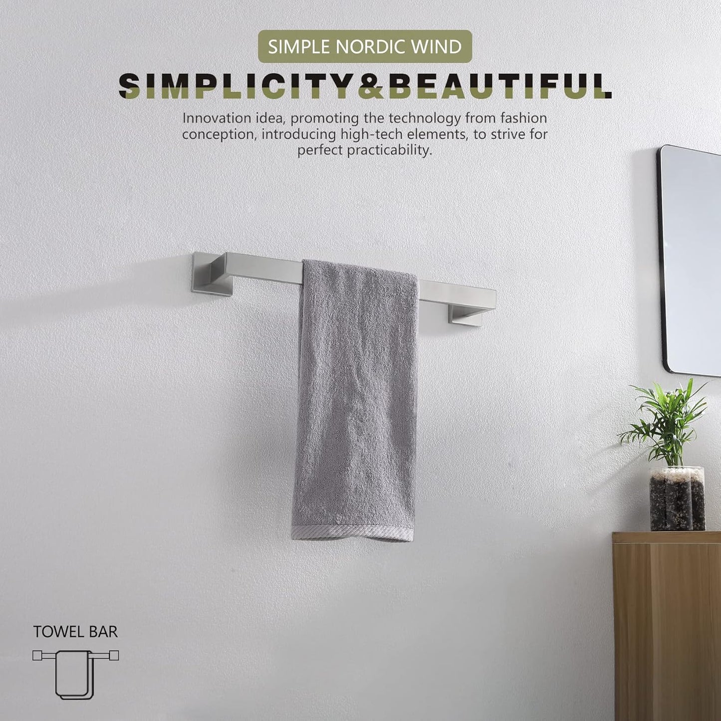 KOKOSIRI 16" Towel Rail Polished Chrome