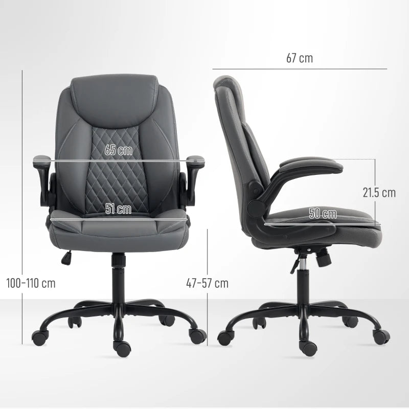 Faux Leather Office Chair-GREY 921-851V70CG