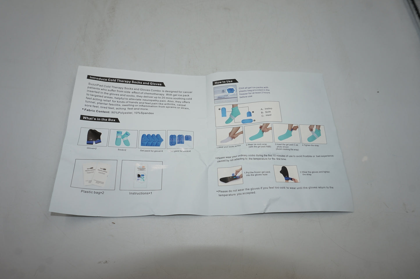 Suzzi pad cold therapy socks and gloves pack