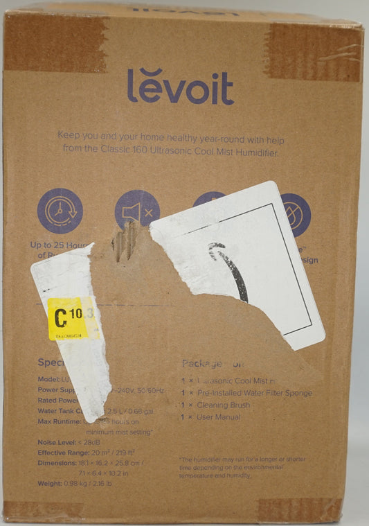 levoit classic 160 ultrasonic cool mist humidifier LUH-A251-WUK