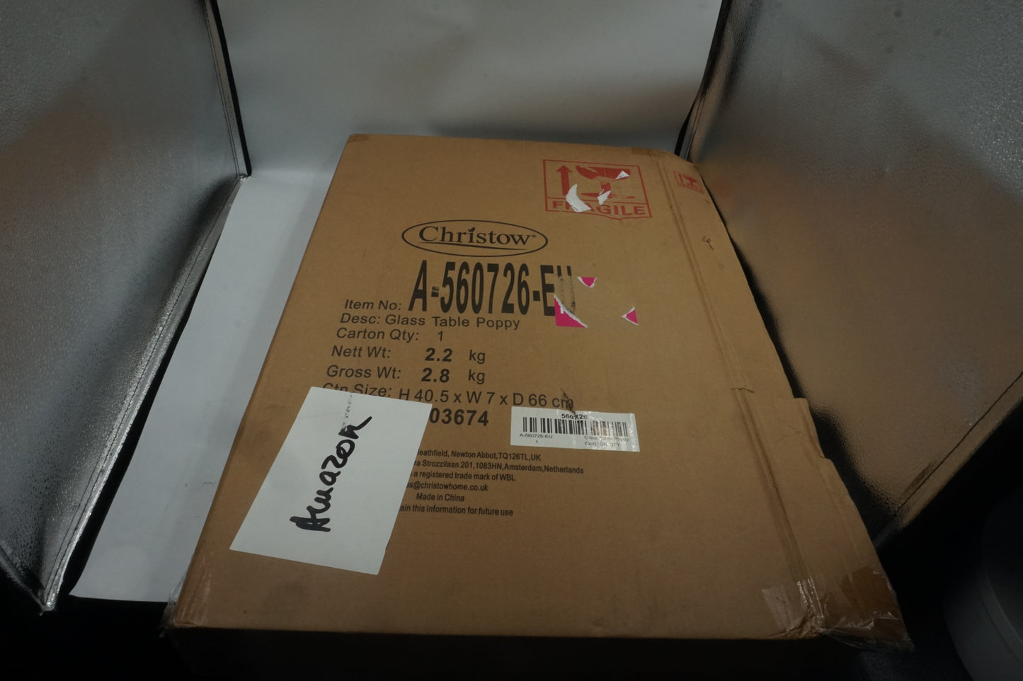 Christow foldable glass table poppy A-560726-EU