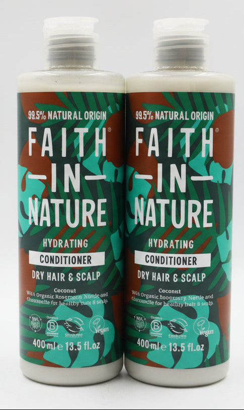 2 X 400ML Faith in Nature Hydrating Conditioner dry hair and scalp -coconut