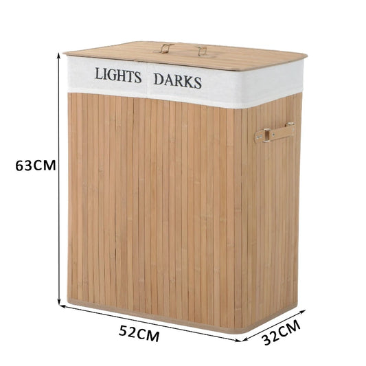 HOMCOM 100L Collapsible Natural Wood Laundry Hamper-NATURAL 850-020