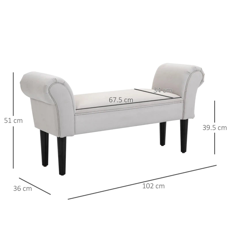End of Bed Bench, Upholstered Window Seat with Arms 831-135V70