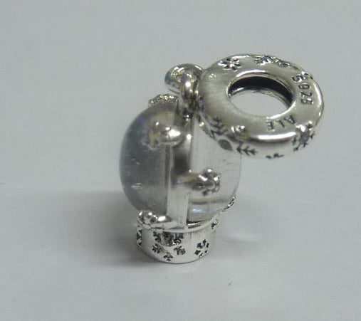 Snowflake Snowglobe Dangle Charm-SILVER