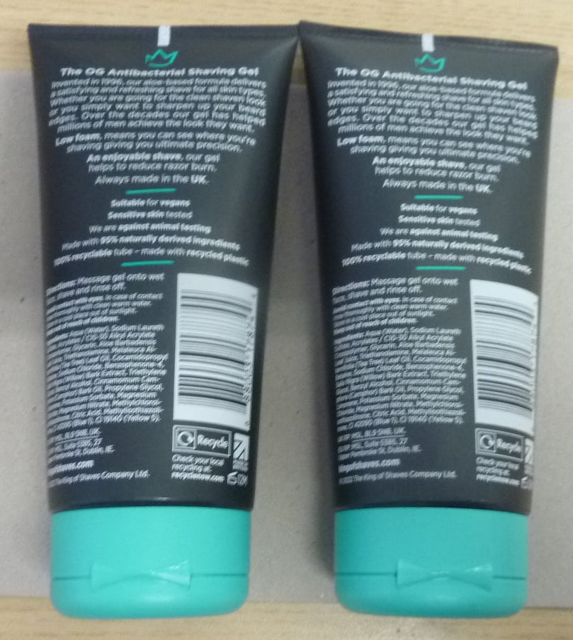 2 x King of Shaves Antibacterial Shave Gel - 175ml X 2
