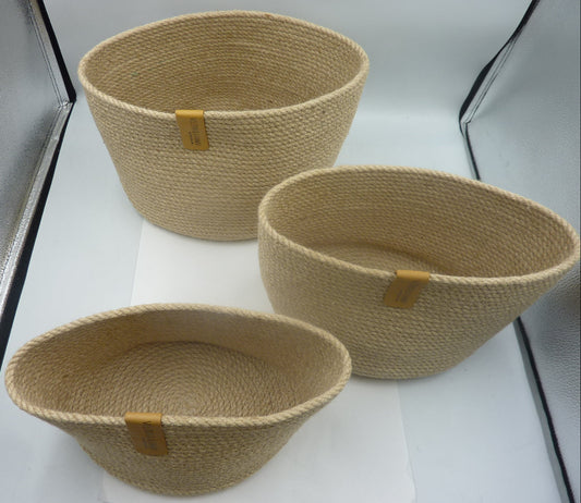 3PC Woven Jute Storage Baskets