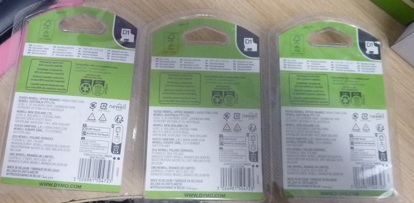 3 X D1 Dymo LabelManager Label Makers Labels