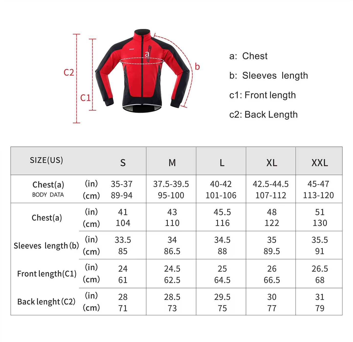 ARSUXEO Men's Winter Warm Cycling Jacket-ORANGE-XL