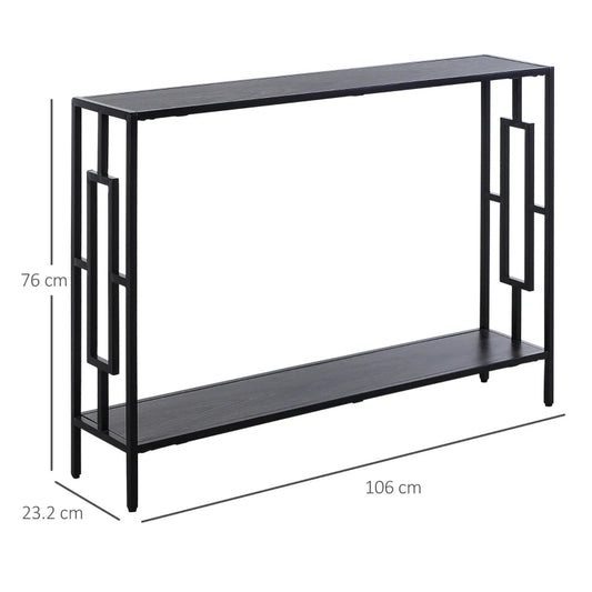 HOMCOM Industrial Console Table with Storage Shelf