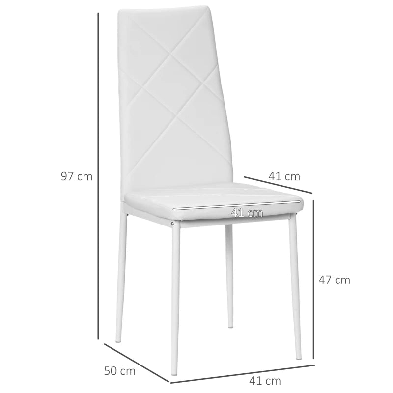 HOMCOM Set of 4 Faux Leather Dining Chairs - White 835-835V70WT