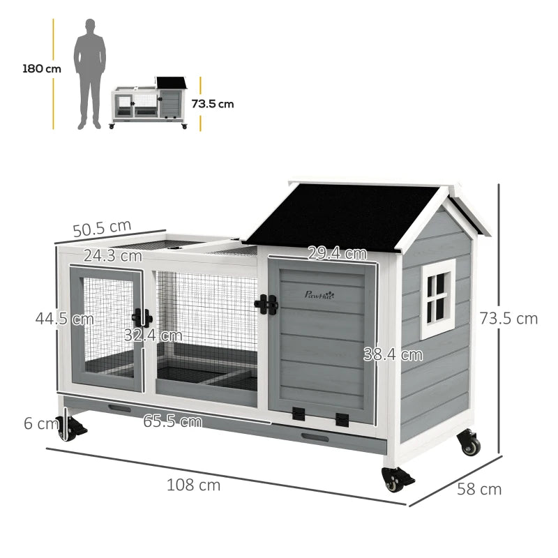 Wooden Rabbit Hutch-GREY-D51-352V00GY
