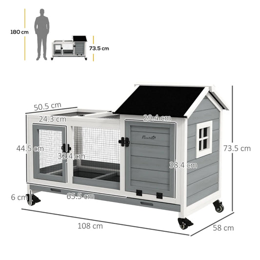 Wooden Rabbit Hutch-GREY-D51-352V00GY