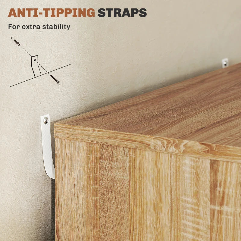 Vinsetto Five-Drawer Filing Cabinet-Oak Brown 924-045V80AK