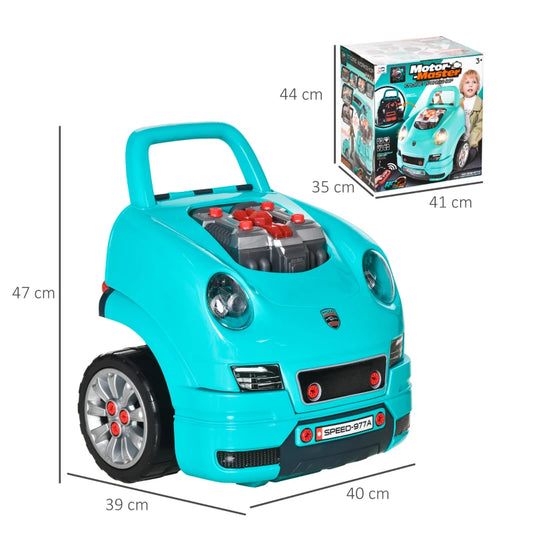 HOMCOM Kids Truck Engine Toy Set-Teal Green-350-128