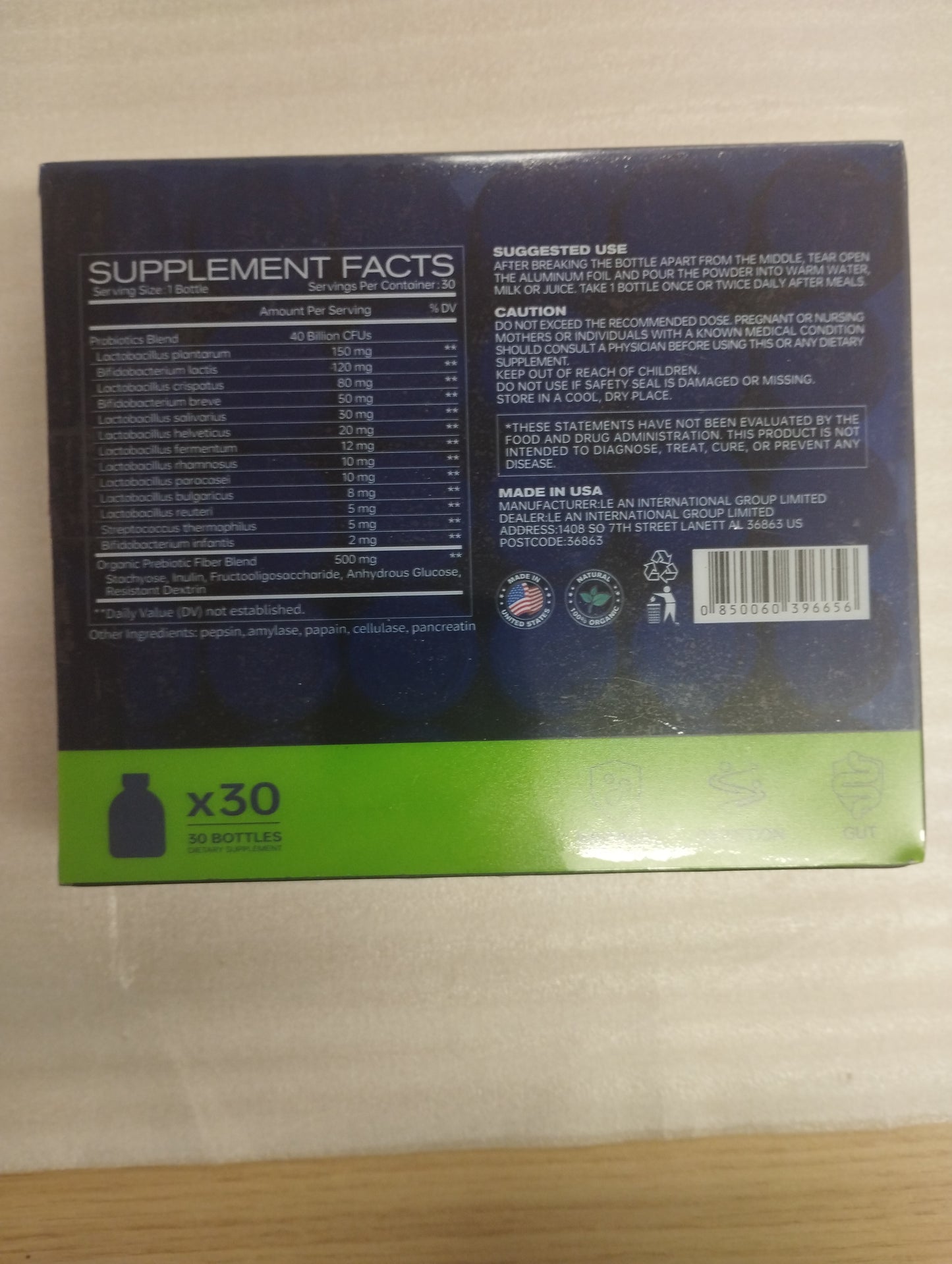 SUSNEN probiotics 40 billion CFU 30 bottles *0.7 oz Probiotics gut and colon