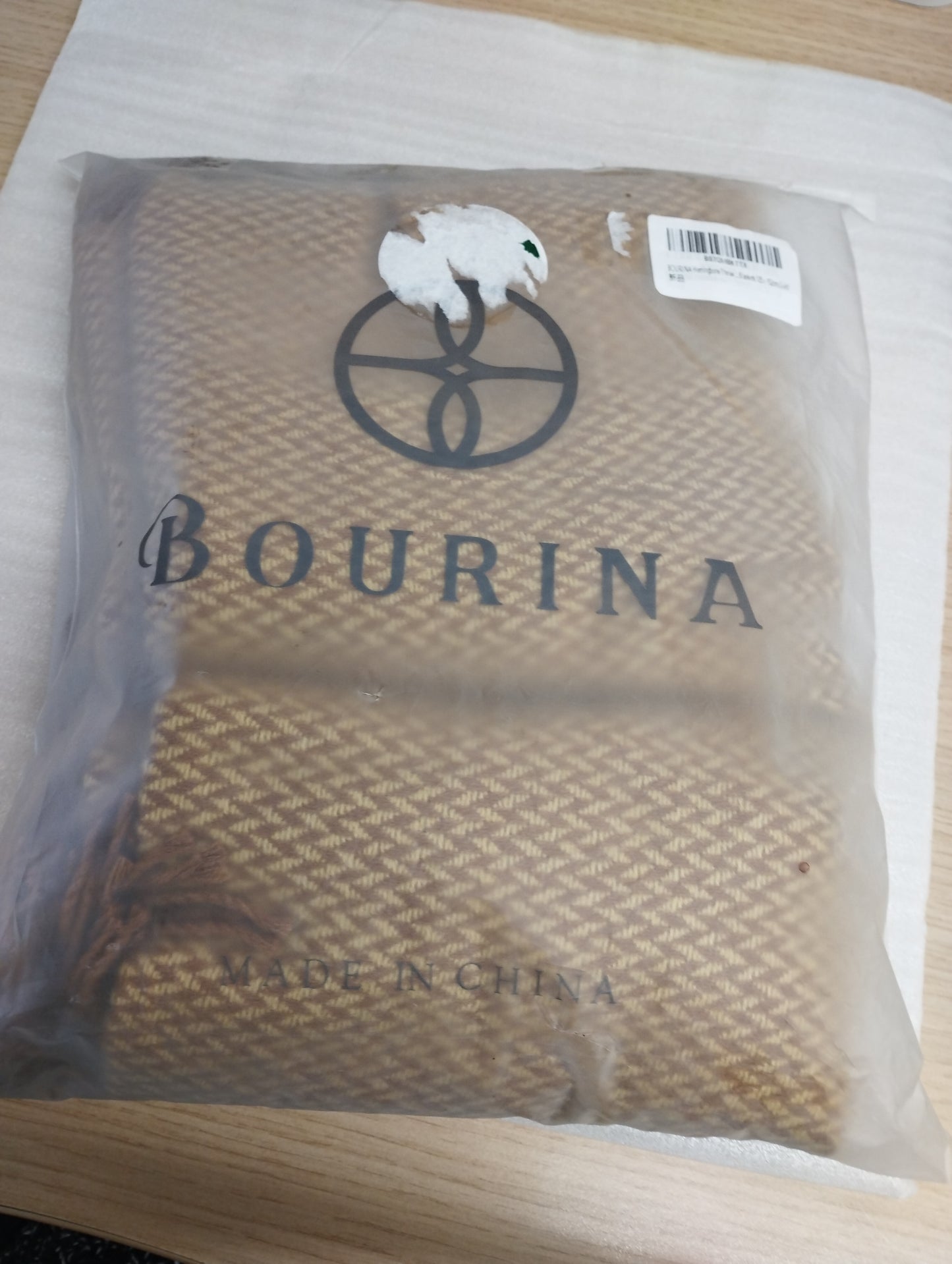 BOURINA Herringbone Throw Blanket Two Tone-125 x 152cm,Gold