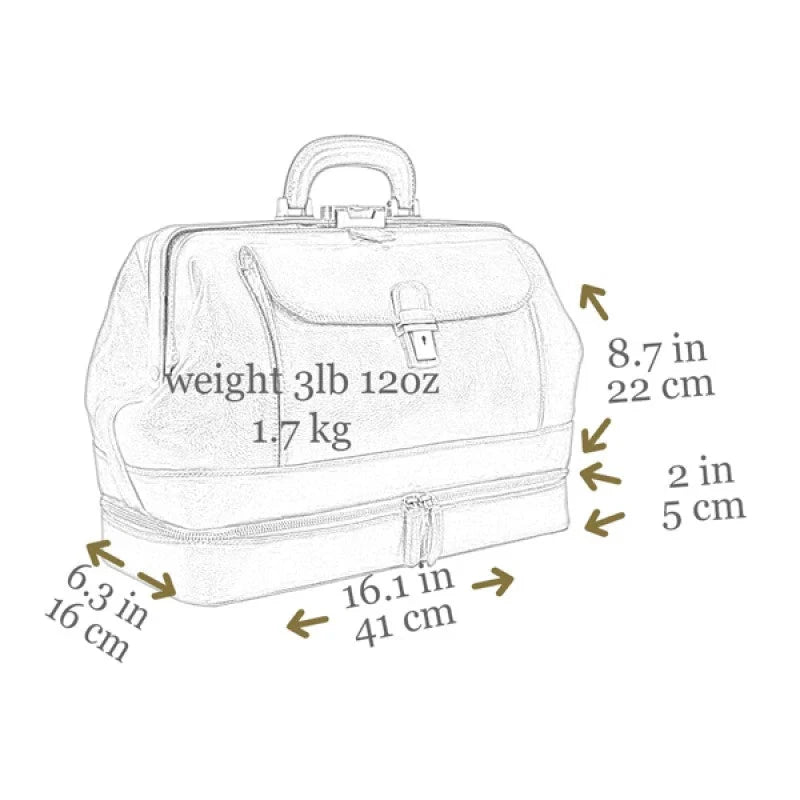 TIME RESISTANCE Large Italian Leather Doctor Bag -The Master and Margarita-BLACK