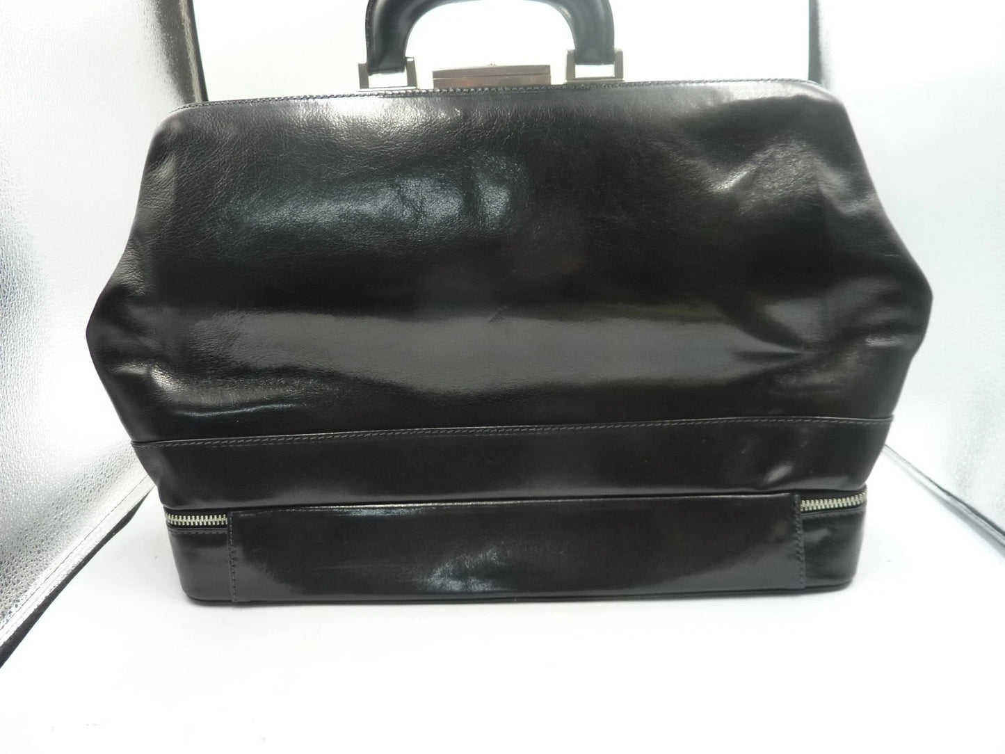 TIME RESISTANCE Large Italian Leather Doctor Bag -The Master and Margarita-BLACK