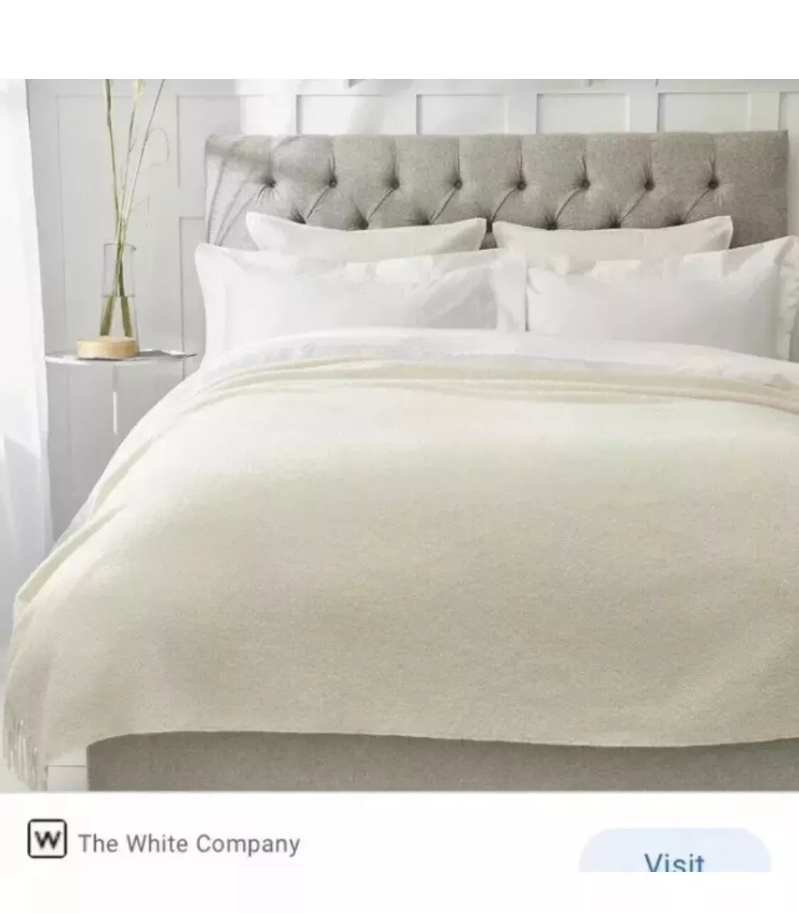 THE WHITE COMPANY-ALBANY THROW-140 X 200CM-IVORY-92%ALPACA/8%SILK