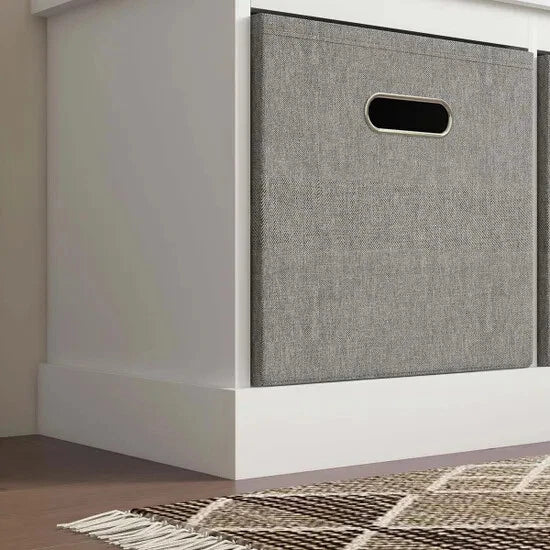 HOMCOM Three-Drawer Shoe Storage Bench with Padded Top Seat White