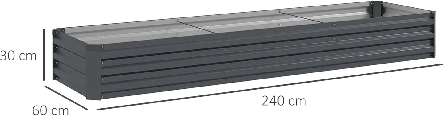 Outsunny Galvanised Raised Bed Safety Edging and Open Bottom GREY
