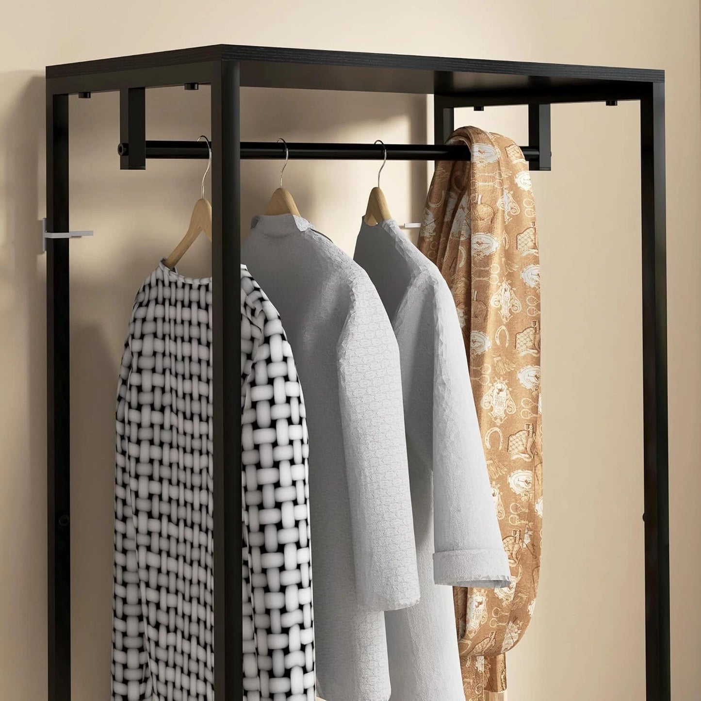 HOMCOM Coat Rack, 2-in-1 Clothes Stand with Shoe Storage
