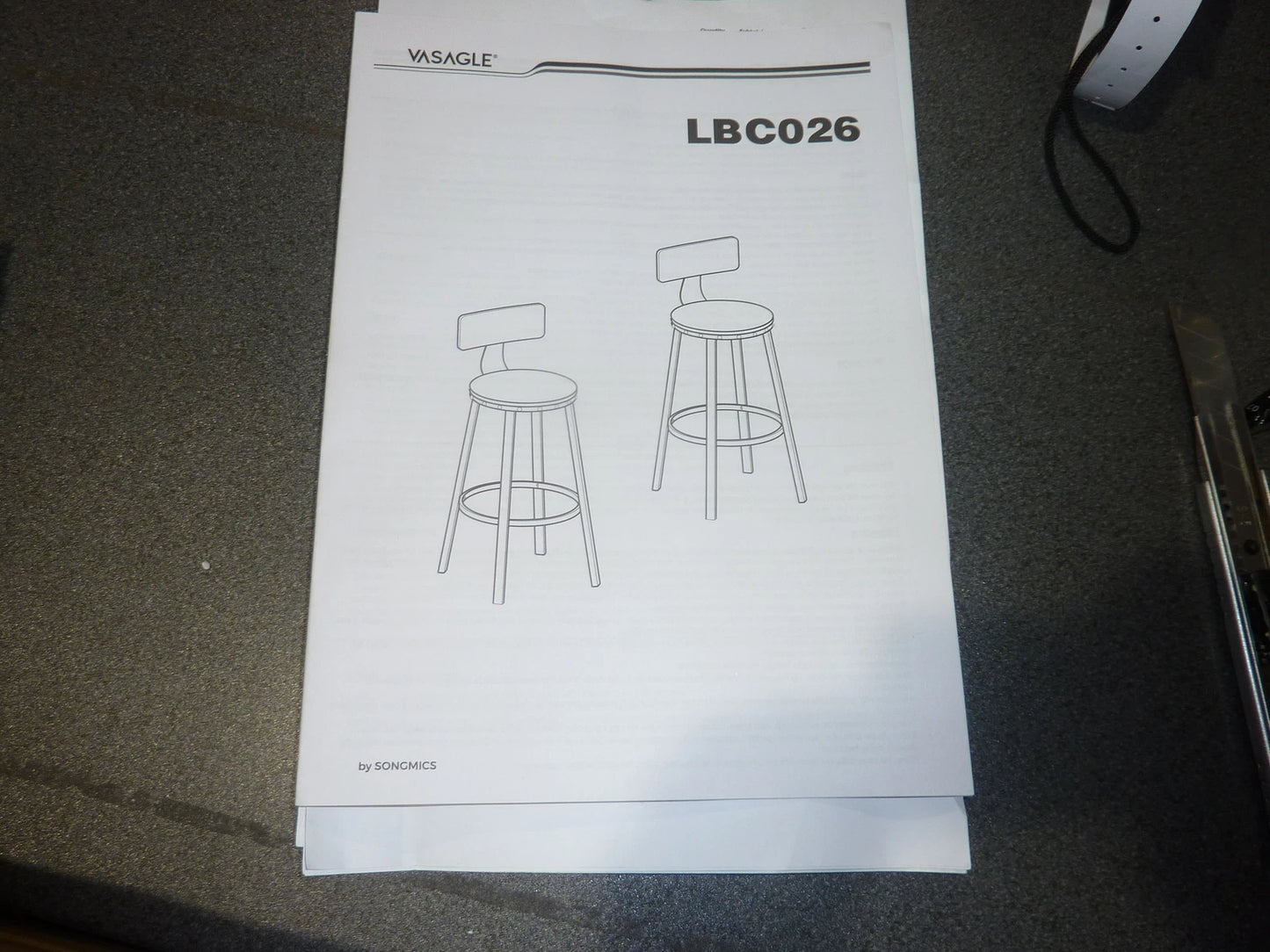 VASAGLE Set of 2 Bar Stools Heather Greige and Ink Black