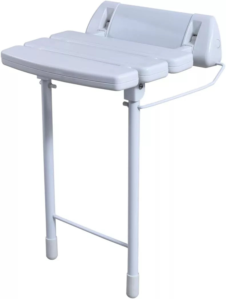 Folding Shower Bench Wall Mounted Flip-up Bath Seat Bathroom Chair With Legs