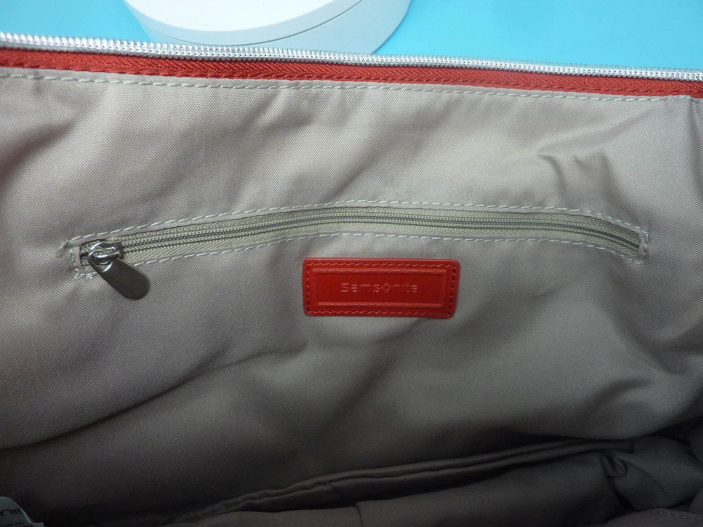 SAMSONITE HANDBAG-RED-PU LEATHER