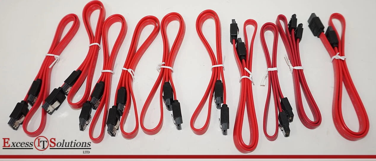10x Bundle of Red SATA Serial ATA Cables 45cm Foxconn RS Keen Various New