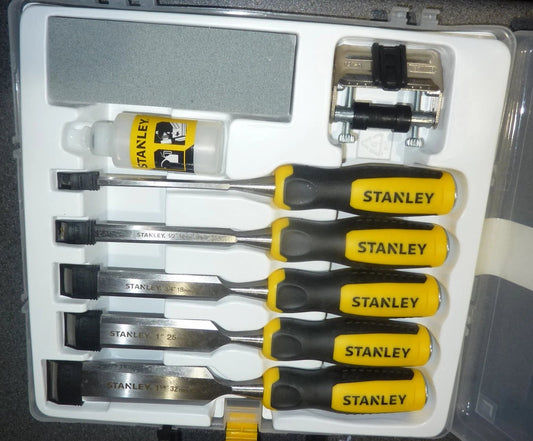 STANLEY DYNAGRIP 5 PIECE CHISEL SET & SHARPENING KIT