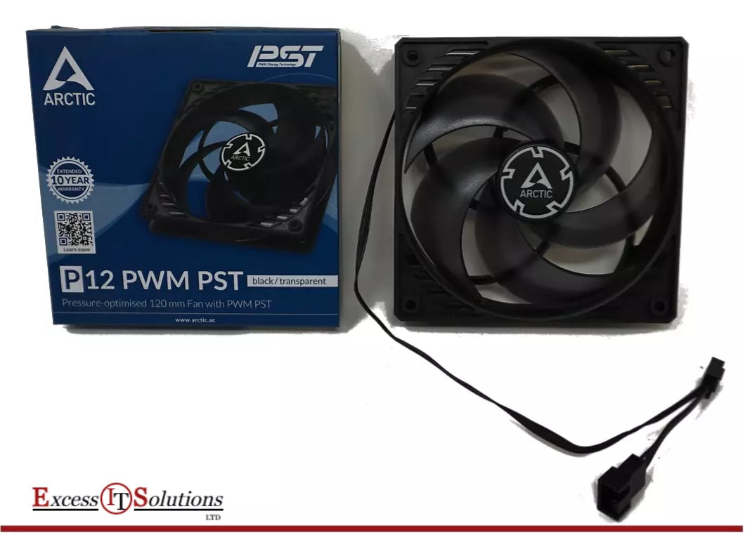 Arctic Cooling P12 PWM PST 120mm Fan with Cable Splitter (Black/Transparent)