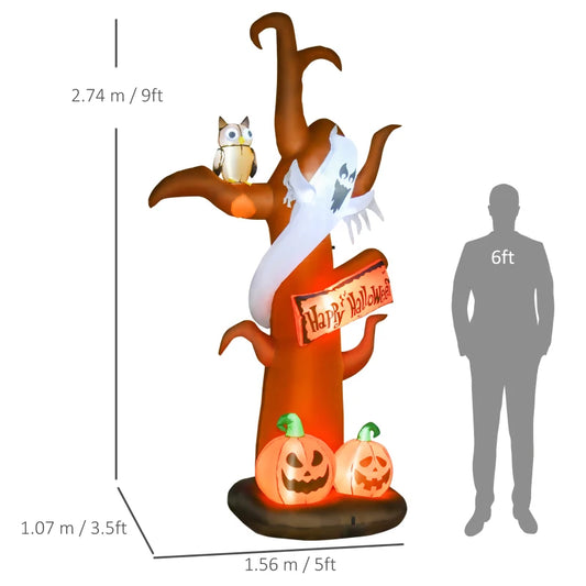 HOMCOM 2.7m Halloween Inflatable Dead Tree with Ghost 844-396V70