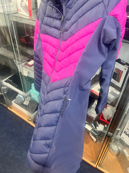 COLUMBIA WOMENS POWDER PASS LIGHTWEIGHT JACKET-LARGE-NAVY/PINK