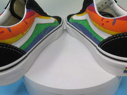 VANS WOMENS BLACK RAINBOW DRIP OLD SKOOL SHOES-UK4
