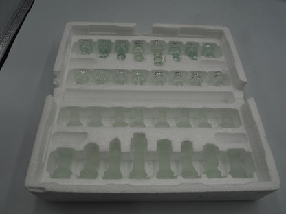 glass chess set frosted and clear glass pieces