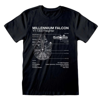 Star Wars Millenium Falcon Sketch T-Shirt Size Small