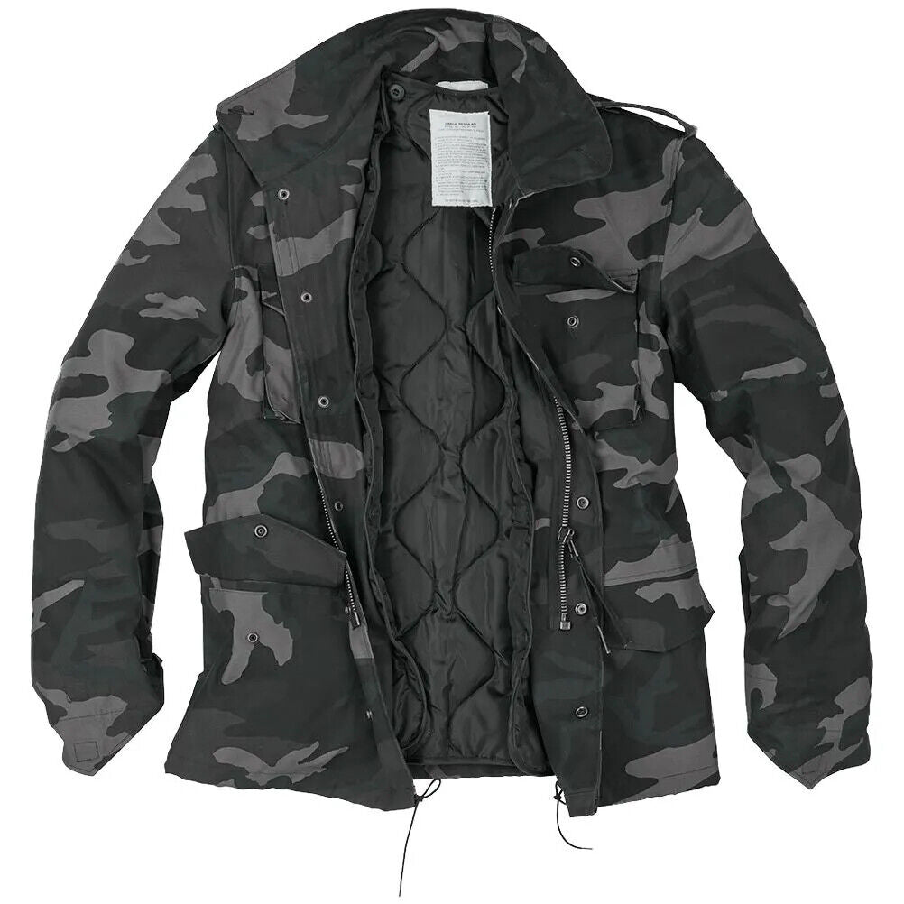 Men's SURPLUS US FIELD JACKET M65 BLACK CAMO Size: 5XL