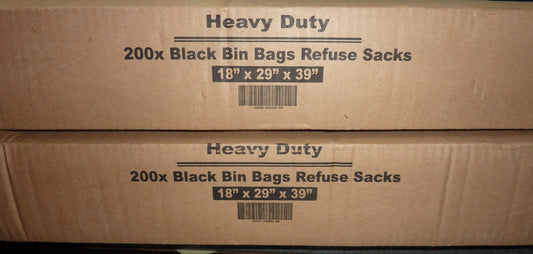 2 X 200 HEAVY DUTY BIN BAGS 18" X 29" X 39"