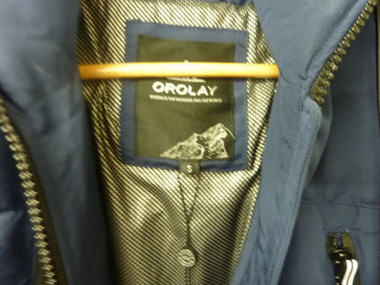 OROLAY FUR HOODED DOWN PARKA STYLE COAT-NAVY-SMALL