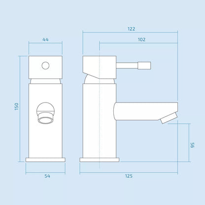 BLOSSOM CHROME CLOAKROOM BATHROOM BASIN MONO MIXER TAP + SPRUNG BASIN WASTE