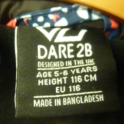 DARE2BE GIRLS VERDICT WATERPROOF INSULATED JACKET-PINK FLORAL-5/6YRS