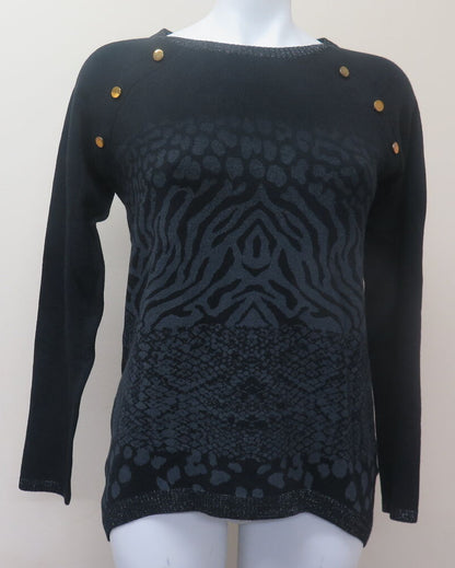 Desigual Black Mixed Animal Print Gaea Jumper UK8