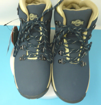 WOMENS NORTHWEST TERRITORY LEATHER WALKING/HIKIN BOOTS-BLUE-UK4