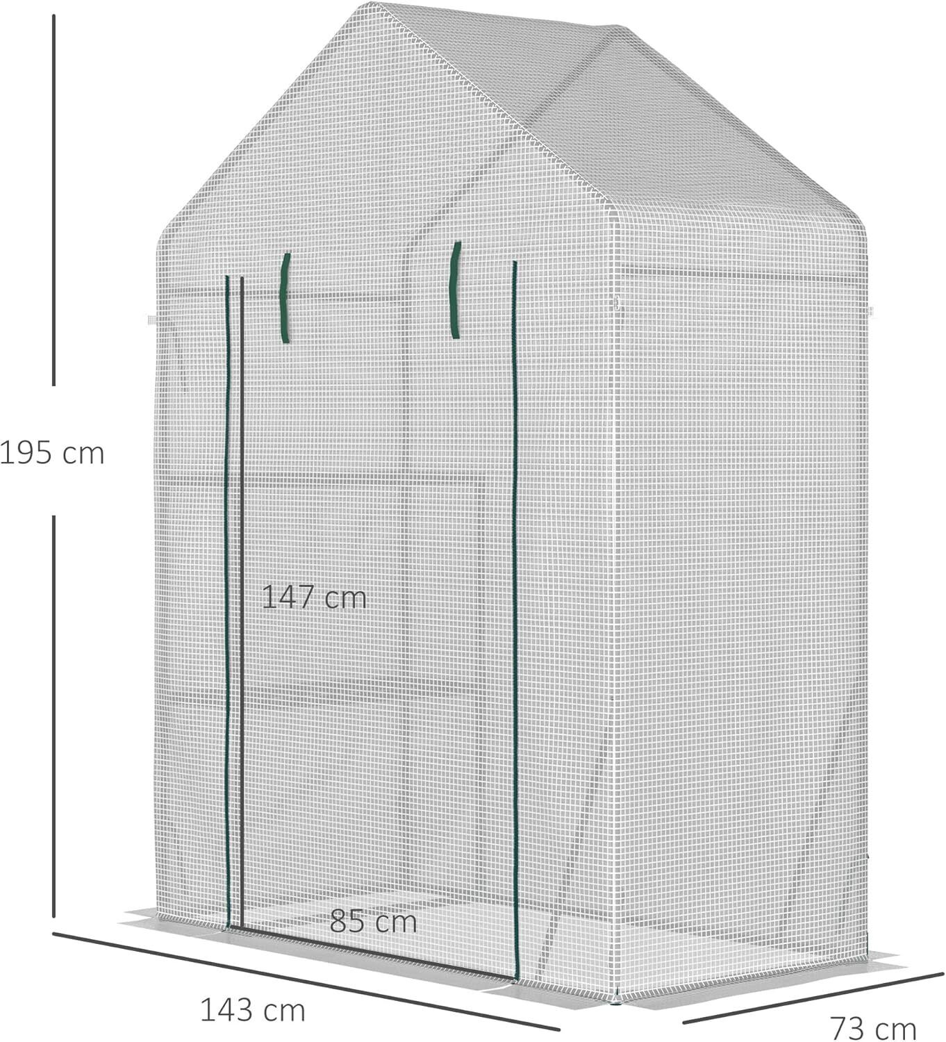 Outsunny Greenhouse for Outdoor.Roll-Up Zippered Door, PE Cover,143 x 73 x 195cm