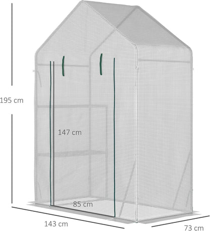 Outsunny Greenhouse for Outdoor.Roll-Up Zippered Door, PE Cover,143 x 73 x 195cm