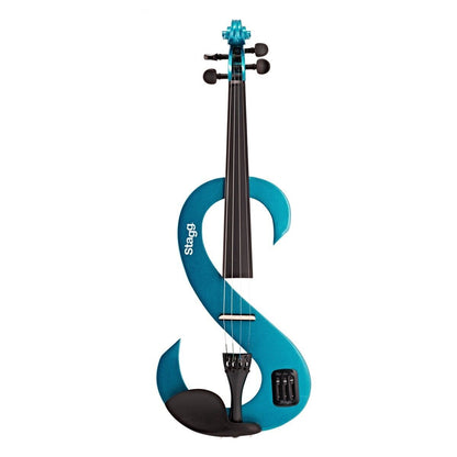 Stagg S-Shaped Electric Violin Outfit, Metallic Blue